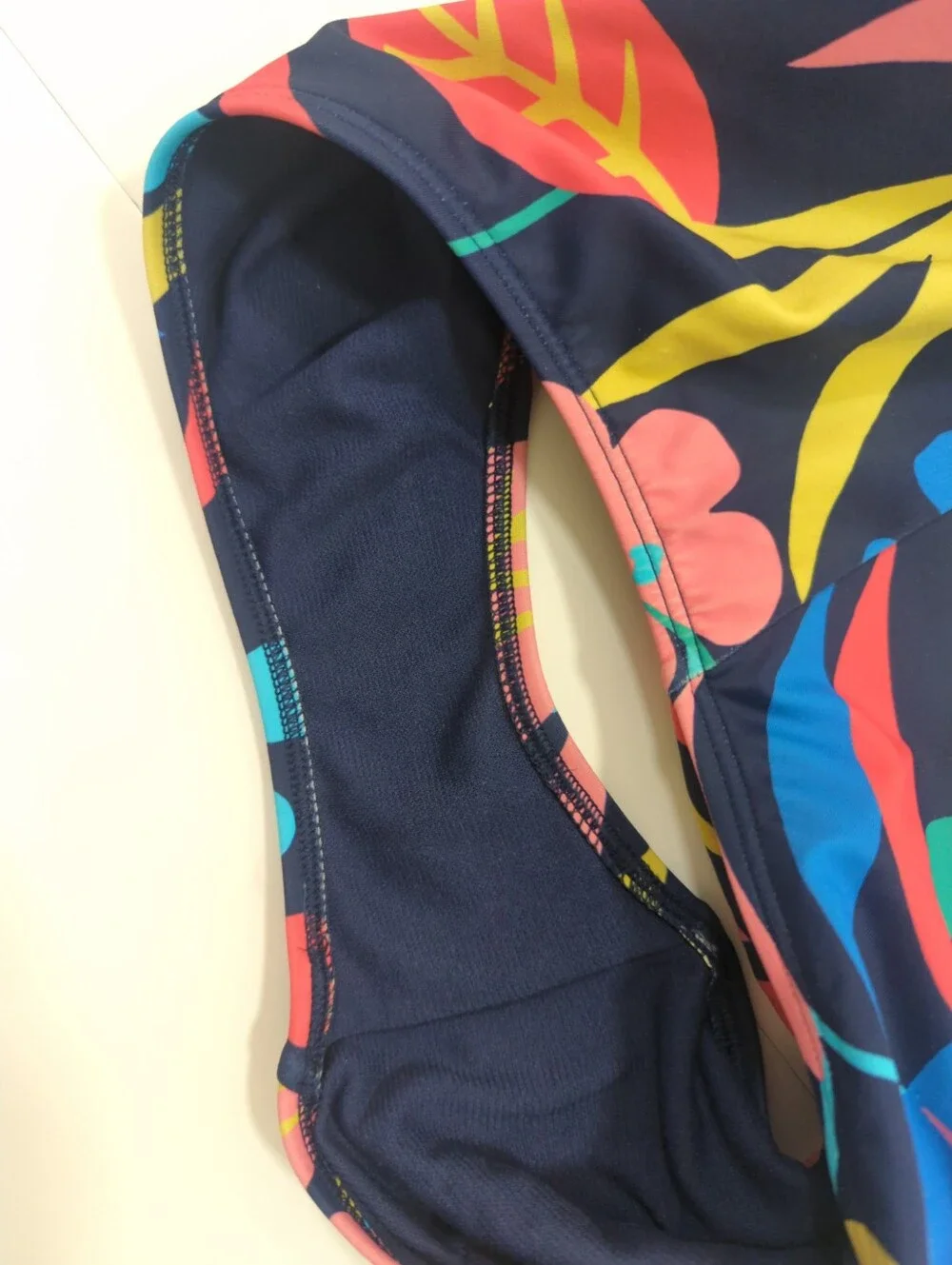 Boden Blue Floral High Neck One-Piece with Pink, Blue & Green Tropical Accents